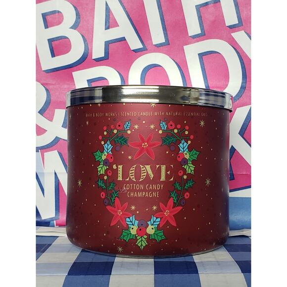 BBW Love Cotton Candy Champagne Large 3 Wick Candle - Picture 1 of 2